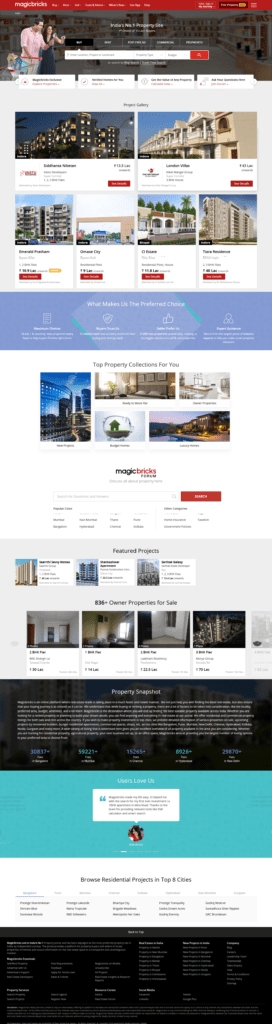 Magicbricks Landing Page created by Appson Technologies